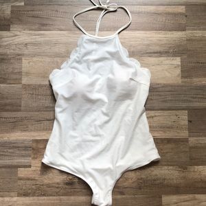 Scalloped White one piece